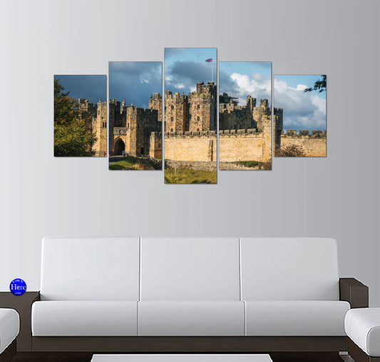 Alnwick Castle Battlements Under a Dramatic Sky, Northumberland, England