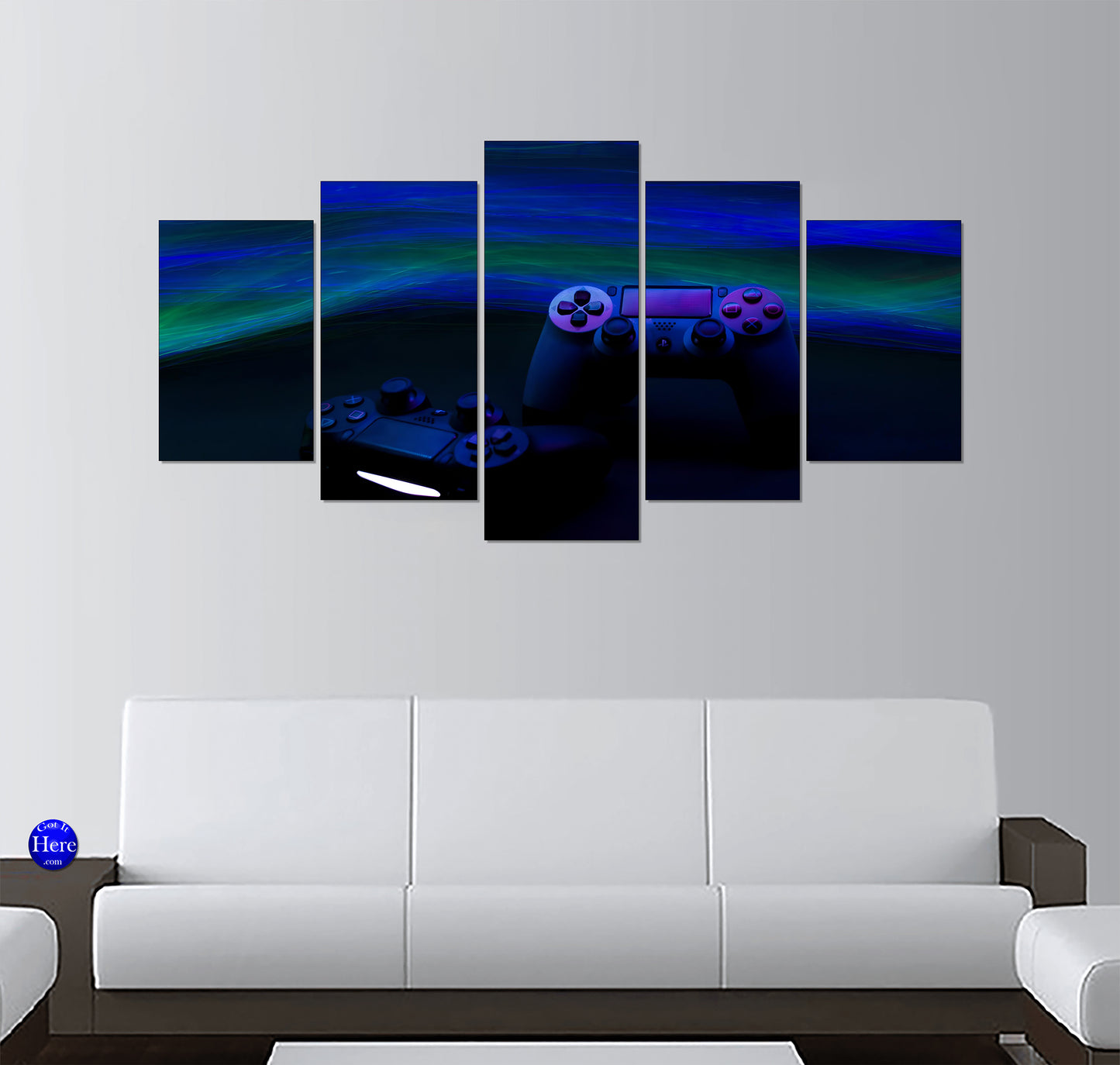 PlayStation DualShock 4 Controllers With Blue and Green Light Trails
