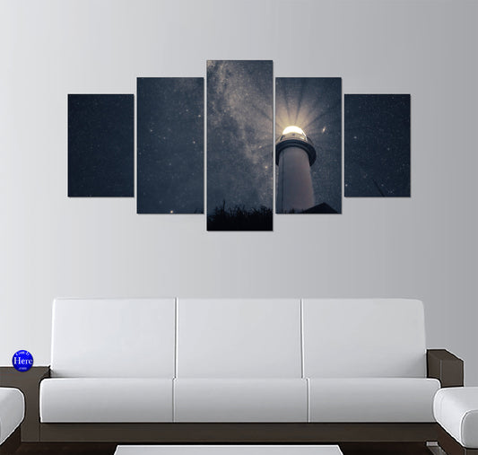 Coastal Lighthouse Beacon Under the Milky Way Night Sky