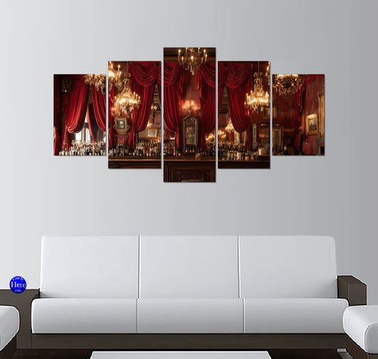 Historic Saloon Bar Interior With Red Velvet Drapes