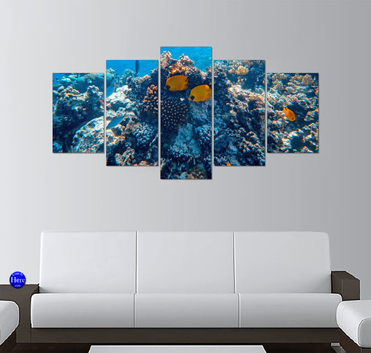 Yellow Butterflyfish Swimming Above a Tropical Coral Reef