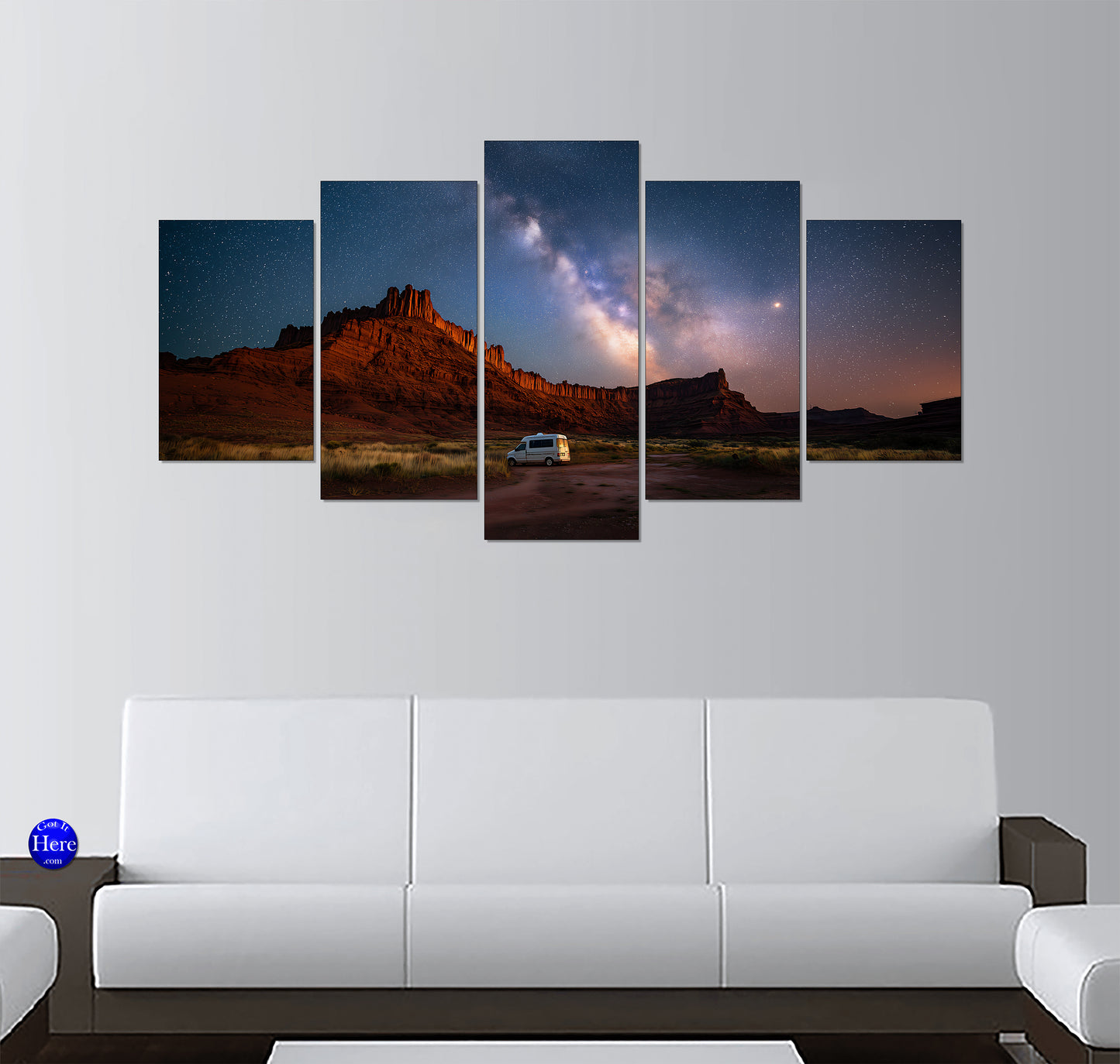 Desert Night Beneath the Milky Way 5 Panel Canvas Print Wall Art