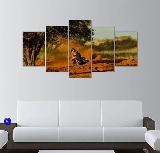Motocross Dirt Bike Drifting Through Red Desert Dust