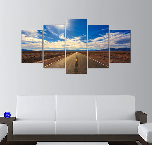Endless Desert Highway Under a Blue Sky