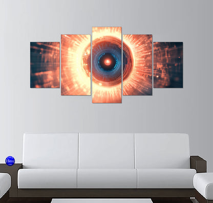 Futuristic Cybernetic Iris Core with Orange Light Tunnel