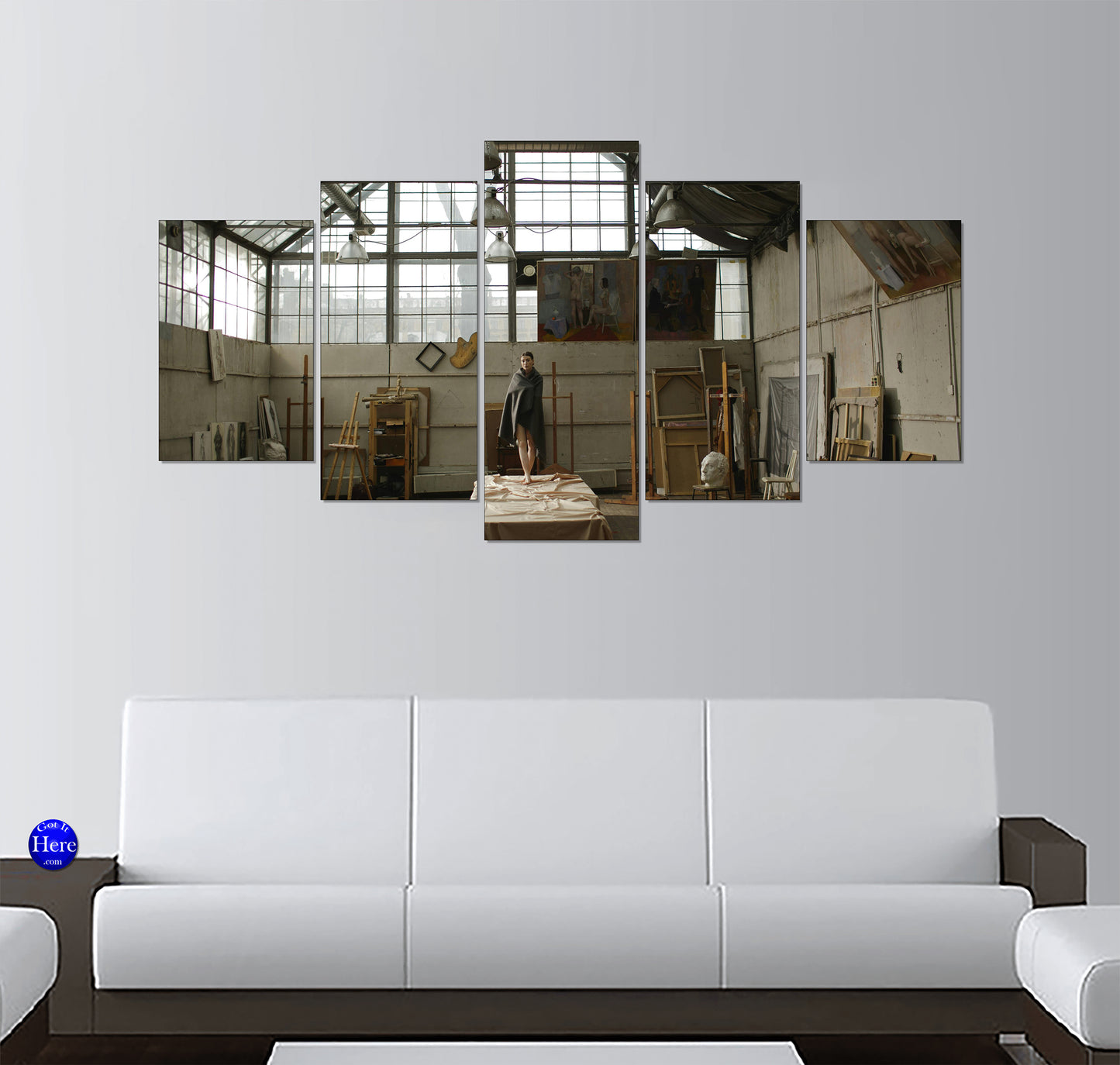 Cloaked Figure Model in a Sunlit Fine Art Studio