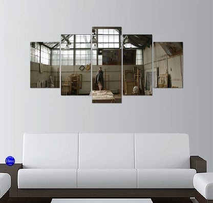 Cloaked Figure Model in a Sunlit Fine Art Studio
