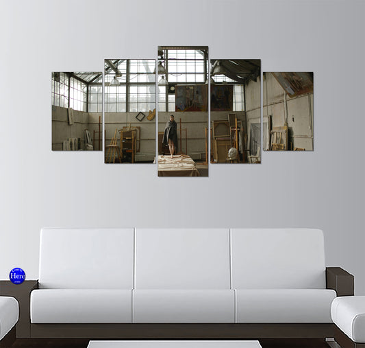 Cloaked Figure Model in a Sunlit Fine Art Studio