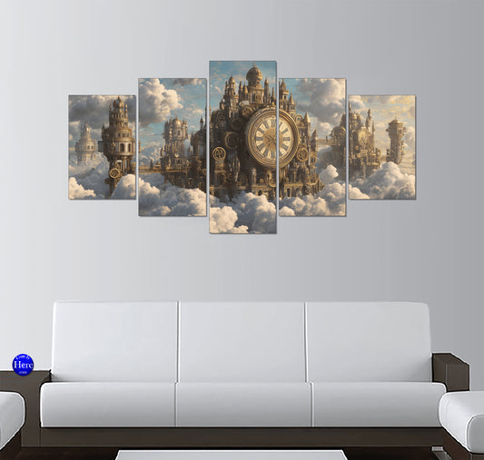 Steampunk Clockwork Sky City Above the Clouds