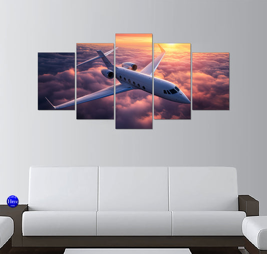 Gulfstream Business Jet Cruising Above Sunset Clouds