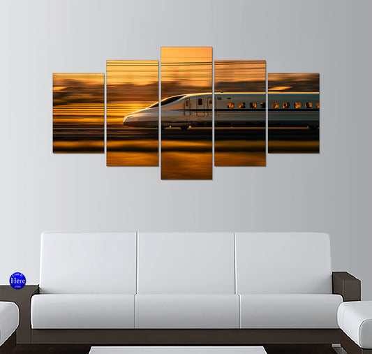 Japanese Shinkansen N700 Series Bullet Train at Sunset