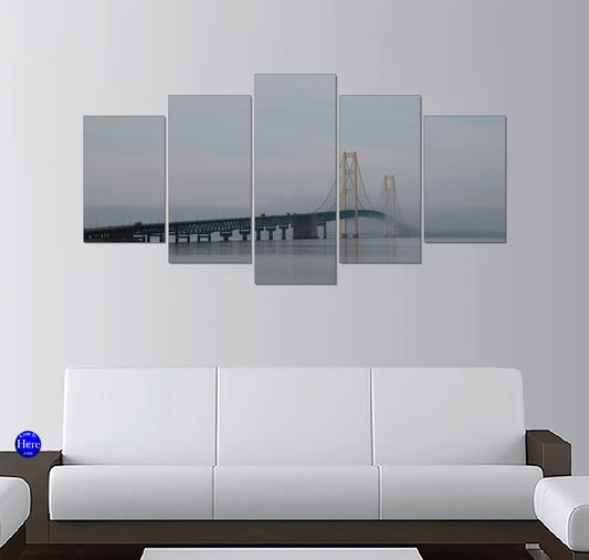Mackinac Bridge in Morning Fog, Straits of Mackinac, Michigan