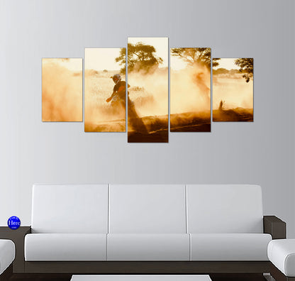 Motocross Rider in Golden Desert Dust at Sunset