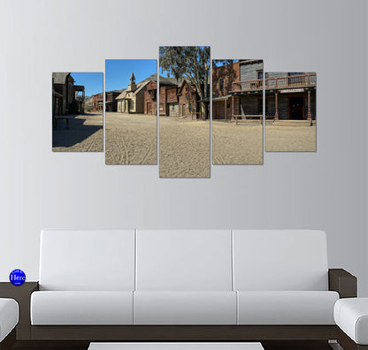 Old Western Town Main Street with Saloon and Church