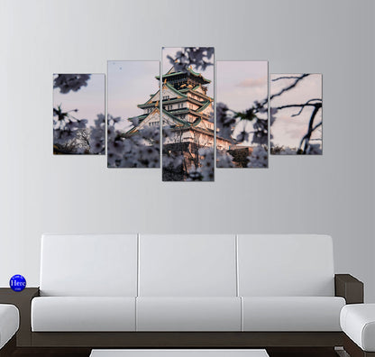 Osaka Castle Framed by Spring Cherry Blossoms, Osaka, Japan