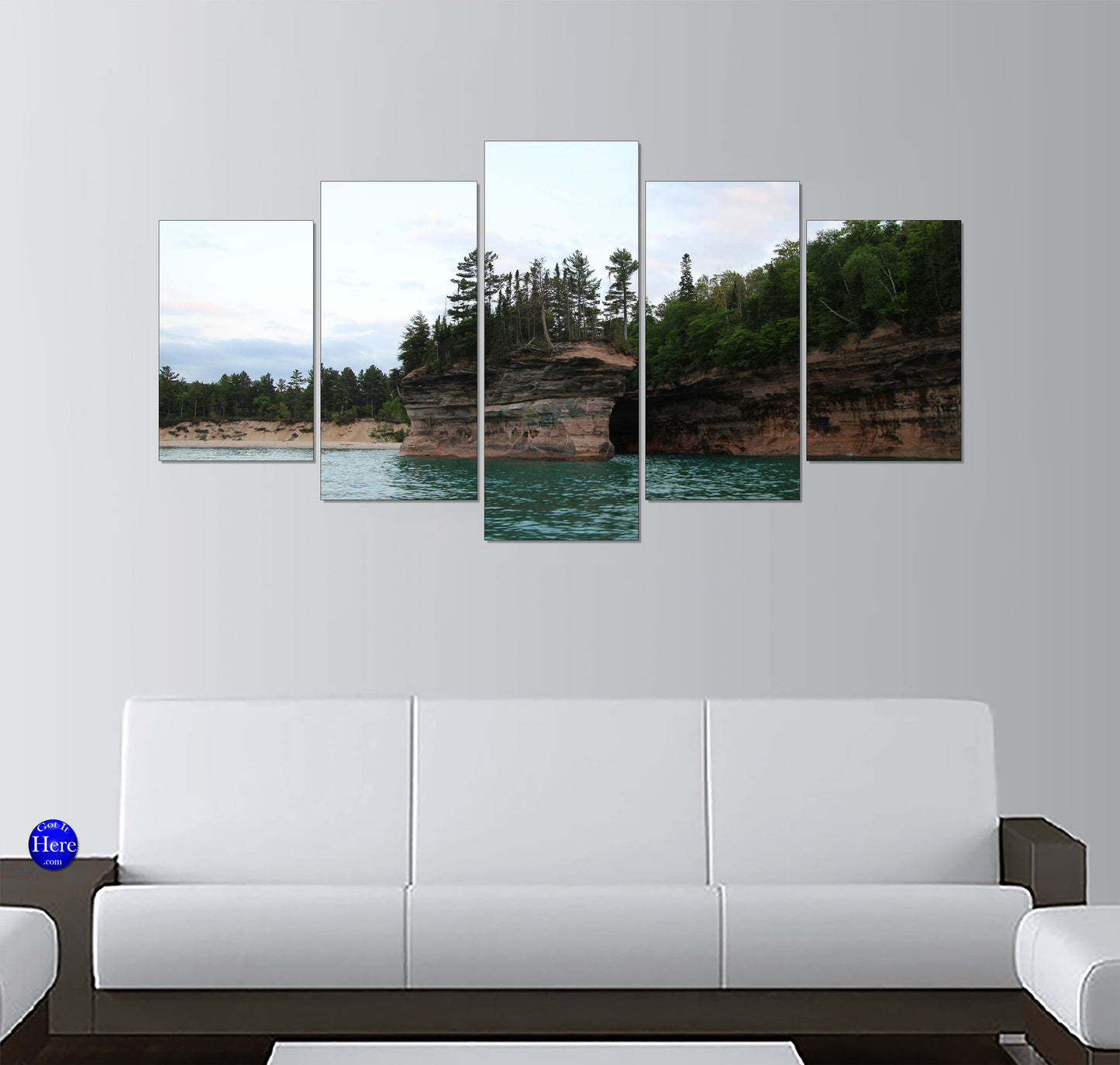 Pictured Rocks Sea Caves on Lake Superior 5 Panel Canvas Print Wall Art