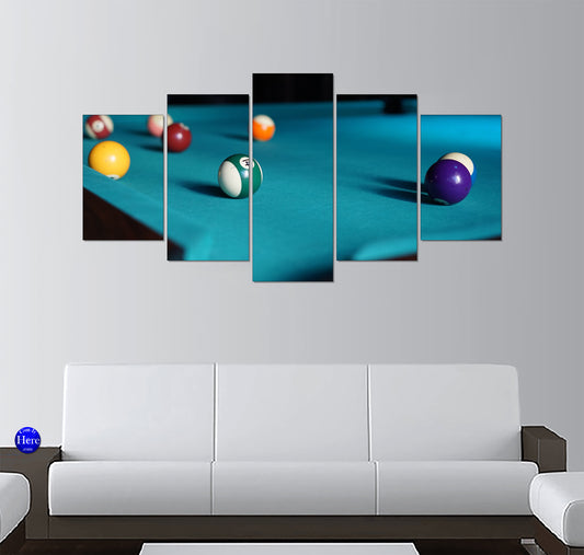 Billiards Pool Balls on Teal Felt with Long Shadows