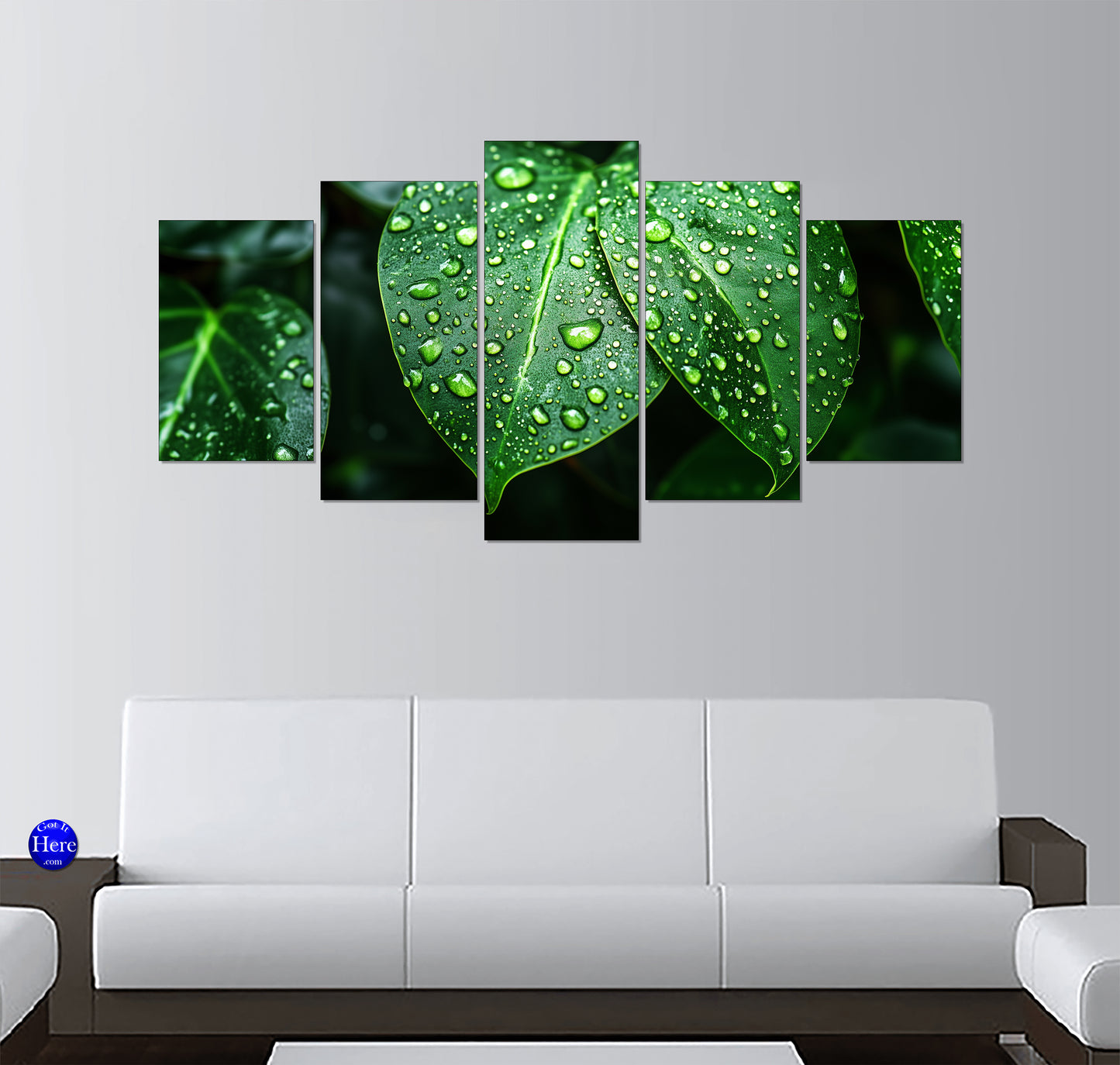 Lush Green Tropical Leaves with Fresh Raindrops