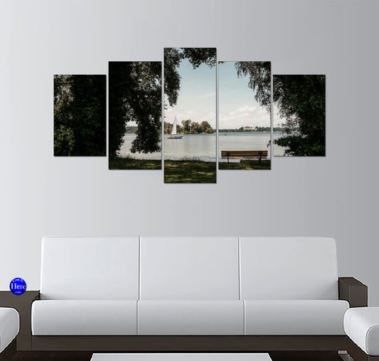 White Sailboat on a Tree-Framed Bavarian Lake