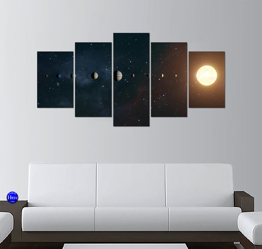 Solar System Planets Aligned Beside the Glowing Sun