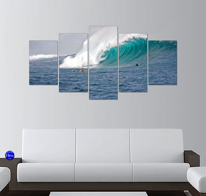 Massive Turquoise Barrel Wave With Surfers in the Lineup