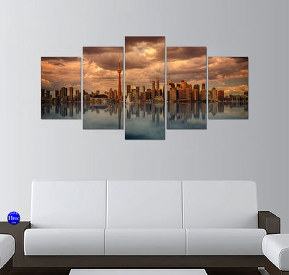 Toronto Skyline and CN Tower Under Golden Storm Clouds