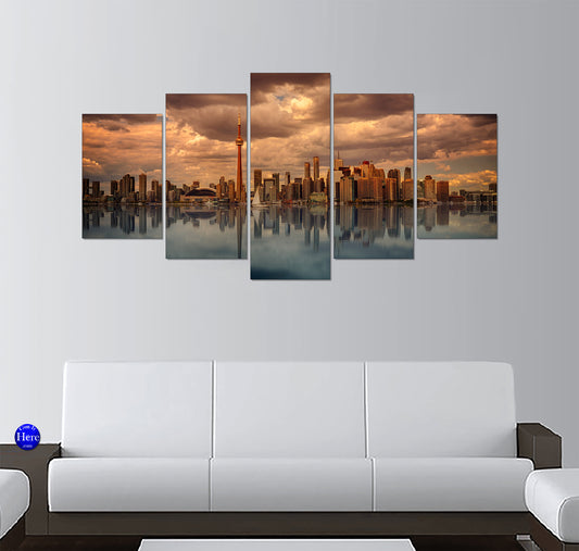 Toronto Skyline Reflection With CN Tower, Ontario, Canada