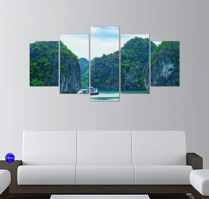 Tour Boat Among Limestone Karsts, Ha Long Bay, Vietnam