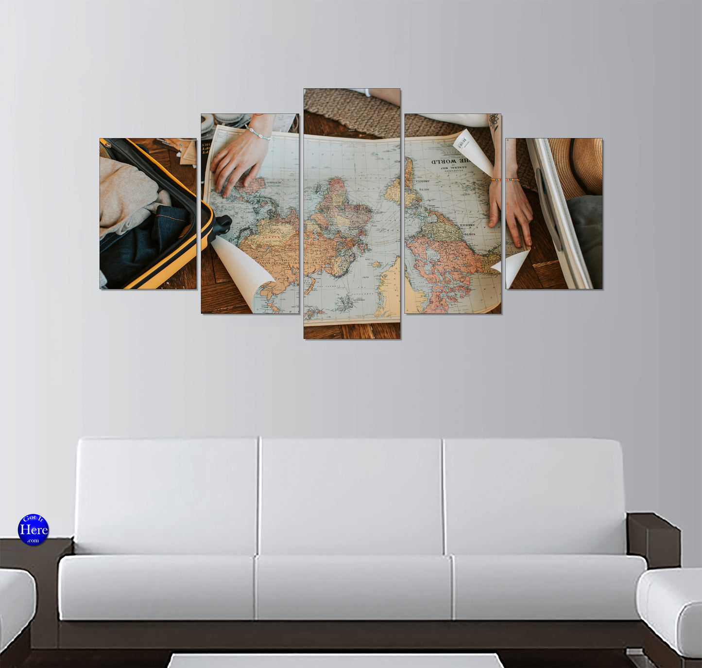 World Map Travel Planning With an Open Suitcase