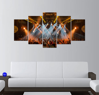Live Concert Crowd Under Golden Stage Spotlights