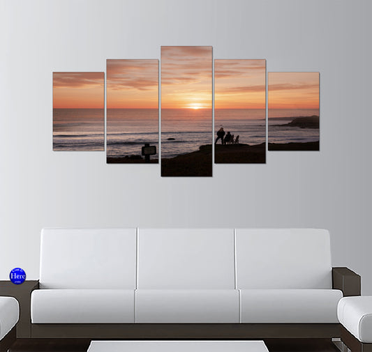 Pacific Coast Sunset Overlook with Silhouetted People