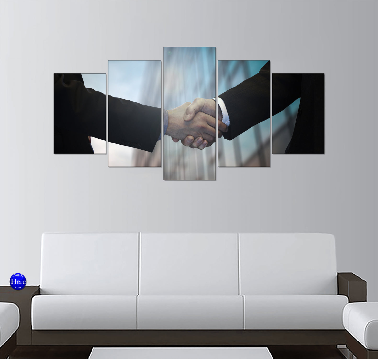 Business Handshake Corporate Partnership 5 Panel Canvas Print Wall Art