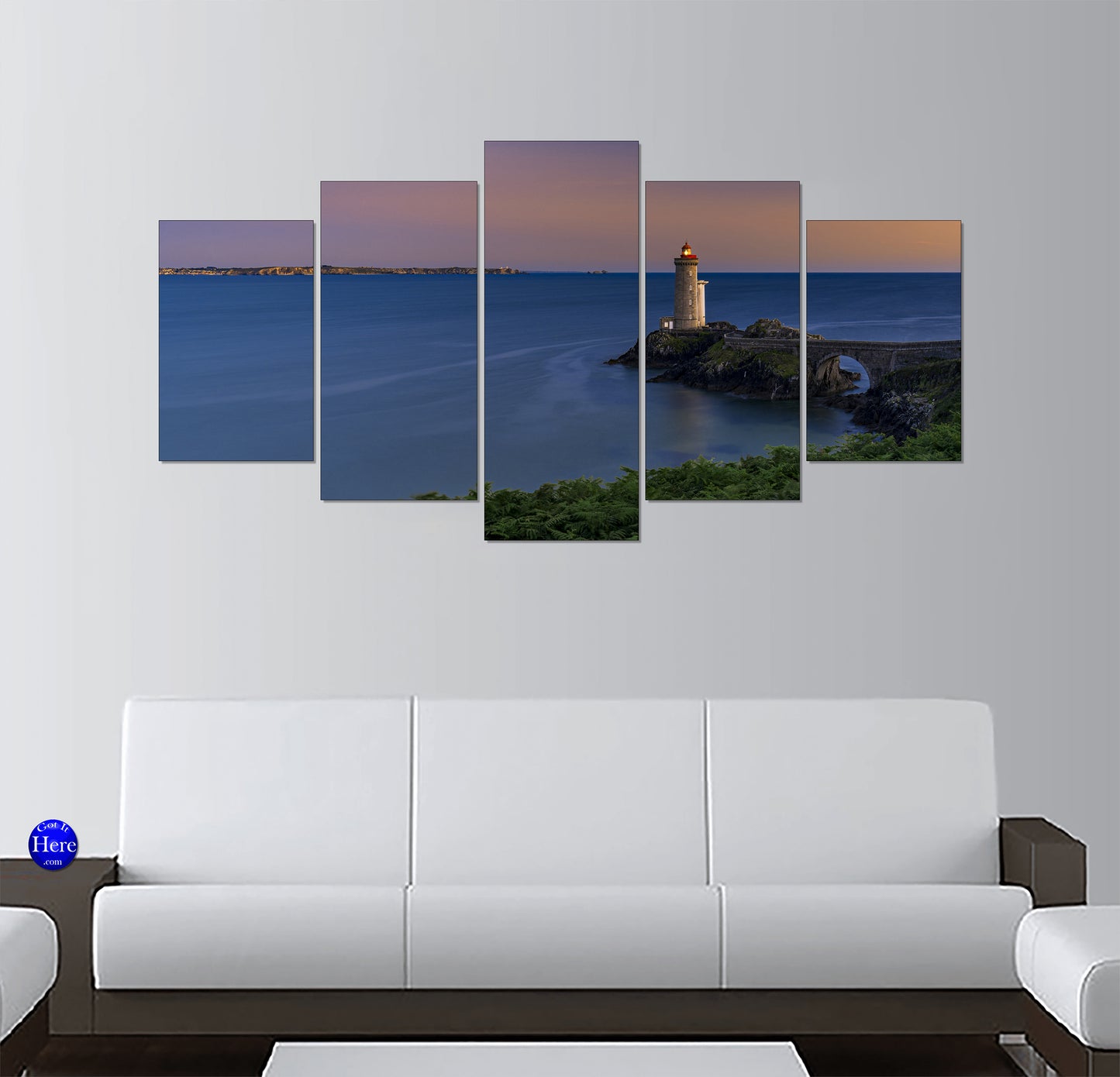 Petit Minou Lighthouse and Stone Arch Bridge at Dusk, Brittany, France
