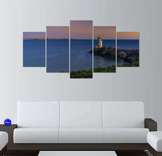 Petit Minou Lighthouse and Stone Arch Bridge at Dusk, Brittany, France