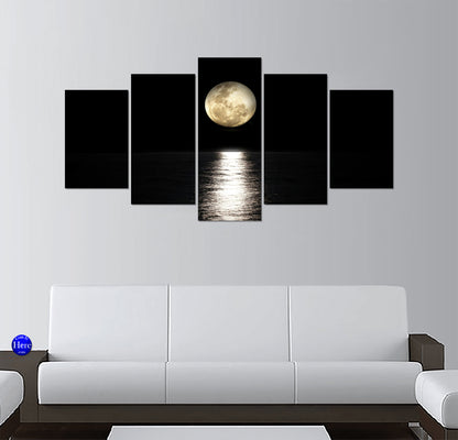 Full Moon Reflection Over a Calm Midnight Ocean