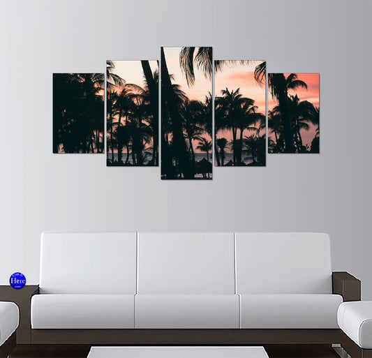 Palm Tree Silhouettes at a Tropical Beach Sunset