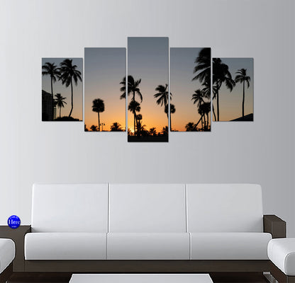Minimalist Tropical Palm Tree Silhouettes at Twilight