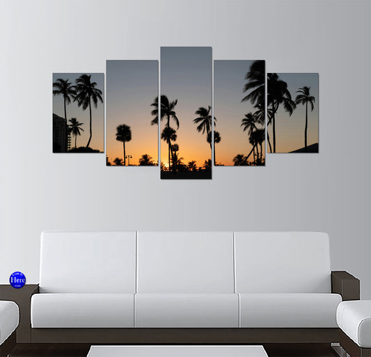 Florida-Style Palm Tree Silhouettes at Amber Twilight