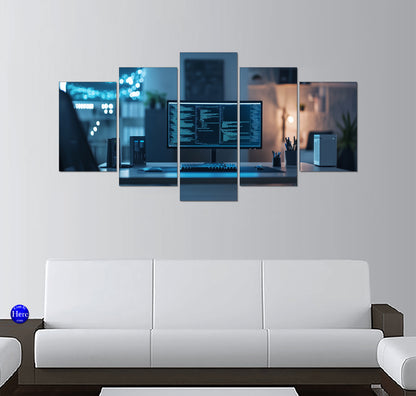 Blue-Lit Cybersecurity Workstation with Dark-Mode Code