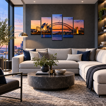Sydney Opera House and Harbour Bridge at Sunset