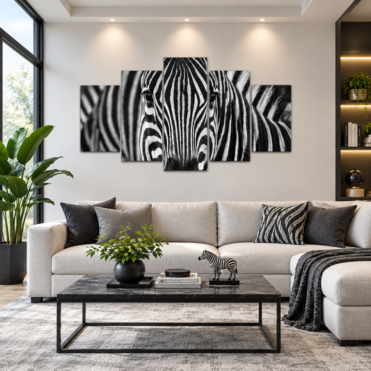 Black and White Zebra Close-Up Portrait