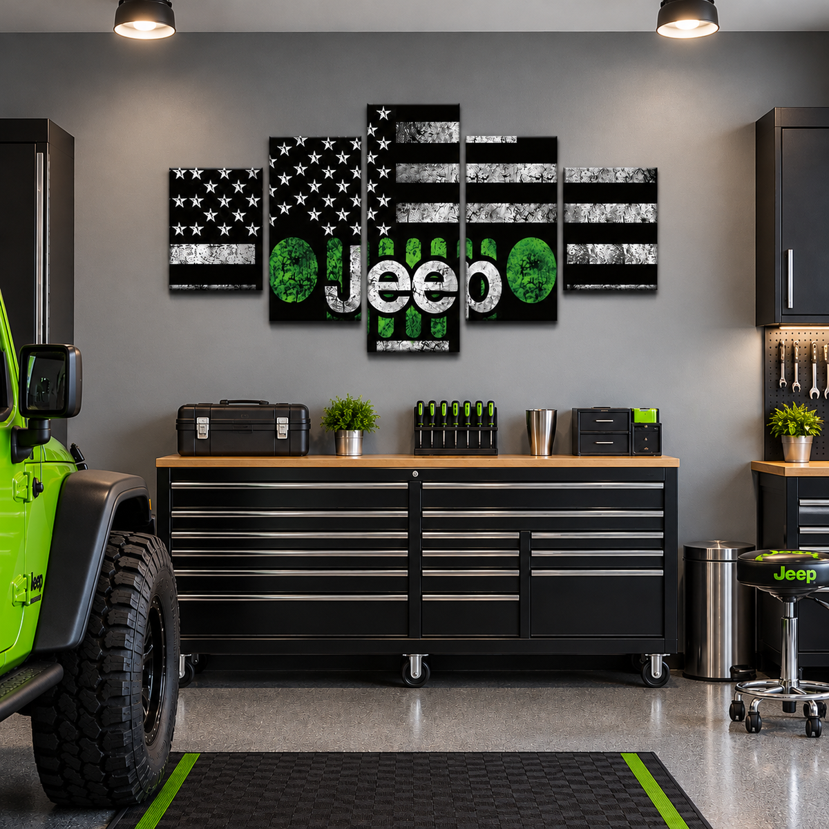 Green 1976-1986 Jeep CJ-7 Grille with Distressed American Flag