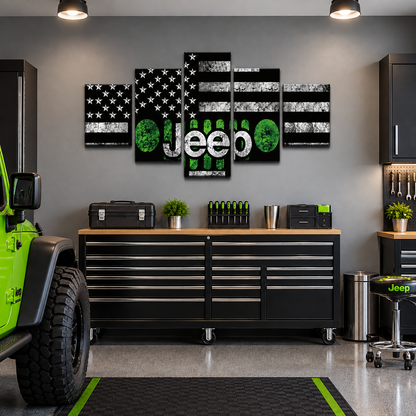 Green 1976-1986 Jeep CJ-7 Grille with Distressed American Flag