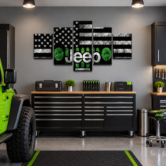 Green 1976-1986 Jeep CJ-7 Grille with Distressed American Flag