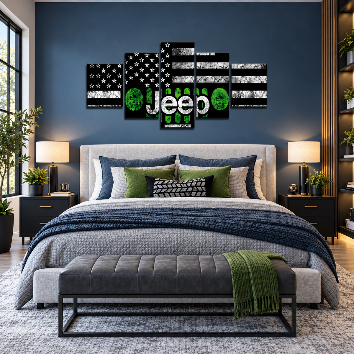 Green 1976-1986 Jeep CJ-7 Grille with Distressed American Flag