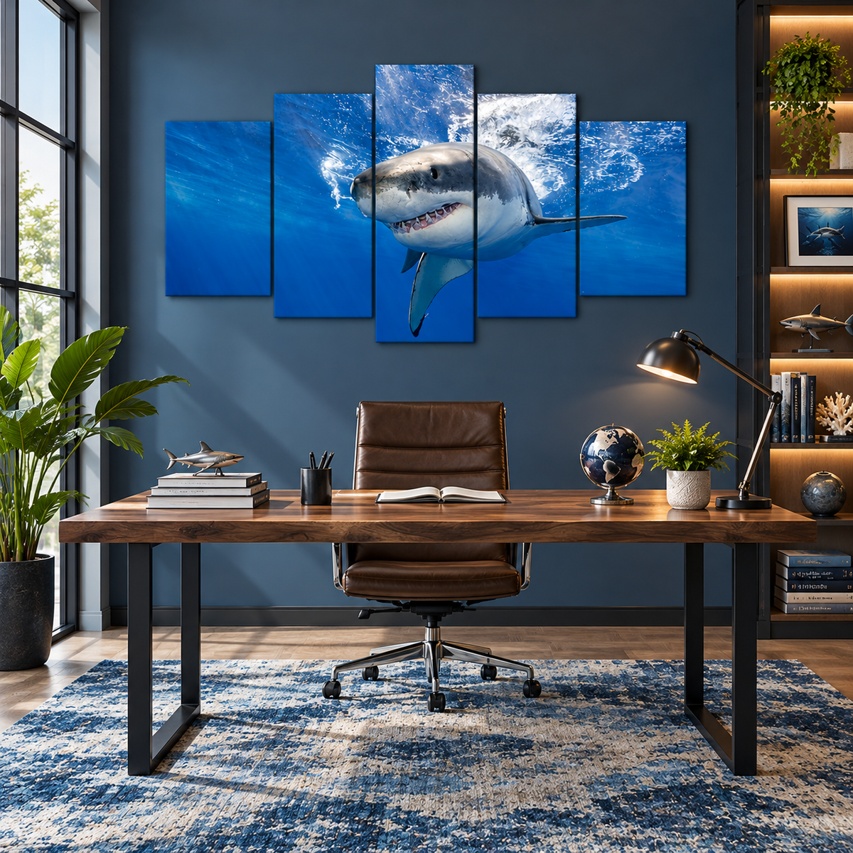 Great White Shark Beneath the Sunlit Ocean Waves