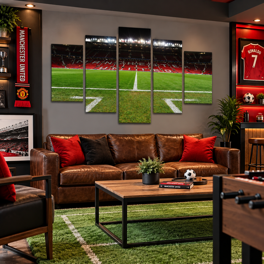 Old Trafford Football Pitch With Manchester United Stands
