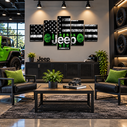 Green 1976-1986 Jeep CJ-7 Grille with Distressed American Flag