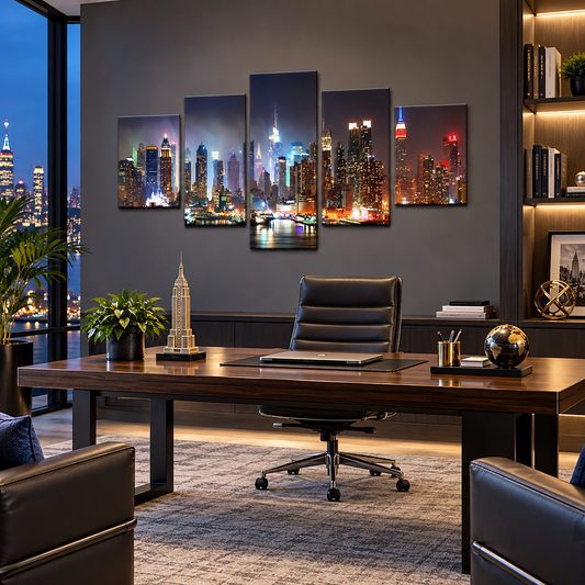 Midtown Manhattan Skyline at Night from Weehawken, New Jersey