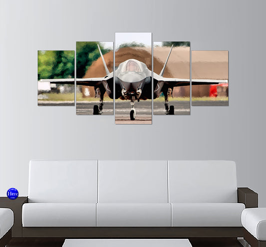 F-35 5 Panel Canvas Print Wall Art